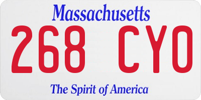 MA license plate 268CY0
