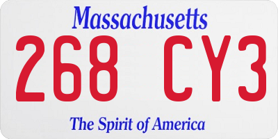 MA license plate 268CY3