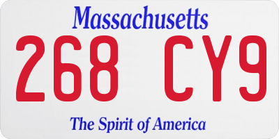 MA license plate 268CY9