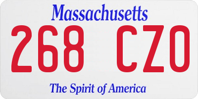 MA license plate 268CZ0