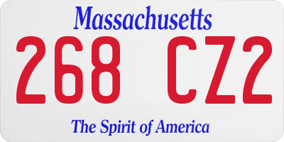 MA license plate 268CZ2