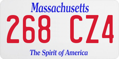 MA license plate 268CZ4