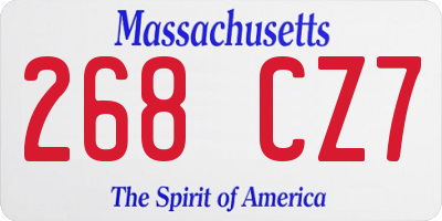 MA license plate 268CZ7