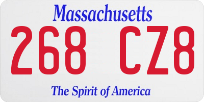 MA license plate 268CZ8