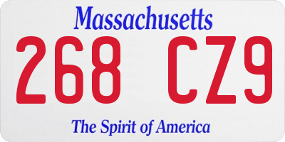 MA license plate 268CZ9