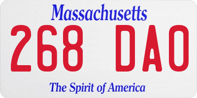 MA license plate 268DA0