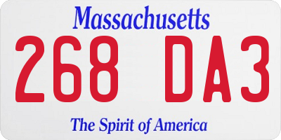 MA license plate 268DA3