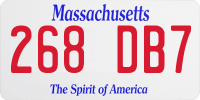 MA license plate 268DB7