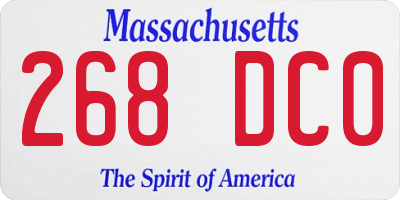 MA license plate 268DC0