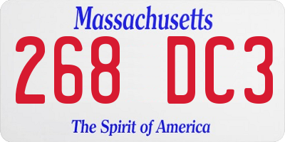 MA license plate 268DC3