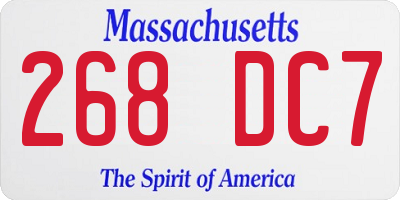 MA license plate 268DC7