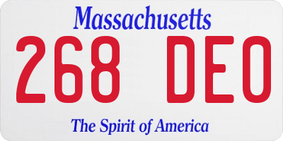 MA license plate 268DE0