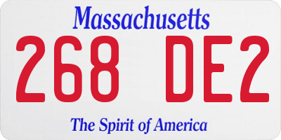 MA license plate 268DE2