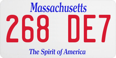 MA license plate 268DE7