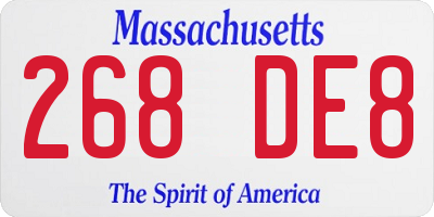 MA license plate 268DE8