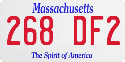 MA license plate 268DF2