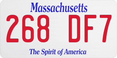 MA license plate 268DF7