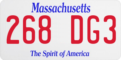 MA license plate 268DG3