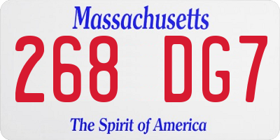 MA license plate 268DG7