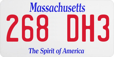 MA license plate 268DH3