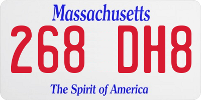MA license plate 268DH8