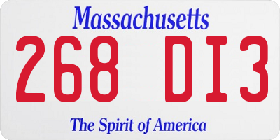 MA license plate 268DI3