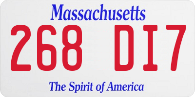 MA license plate 268DI7