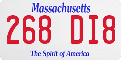 MA license plate 268DI8