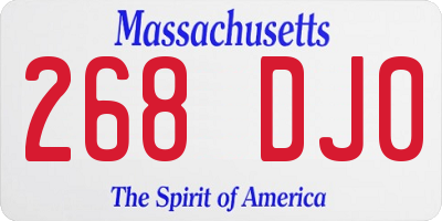 MA license plate 268DJ0