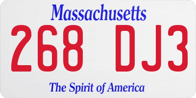 MA license plate 268DJ3
