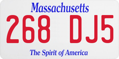 MA license plate 268DJ5