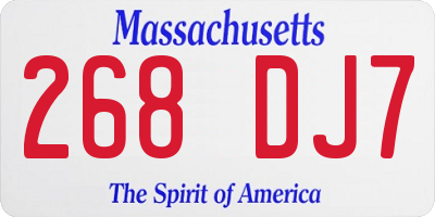 MA license plate 268DJ7