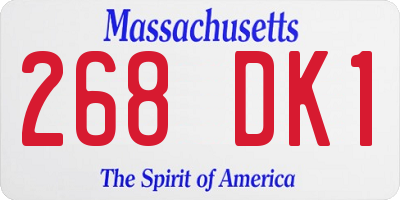 MA license plate 268DK1
