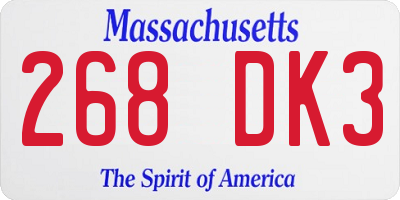 MA license plate 268DK3