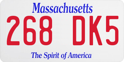MA license plate 268DK5