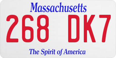 MA license plate 268DK7