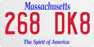 MA license plate 268DK8