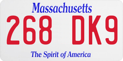 MA license plate 268DK9