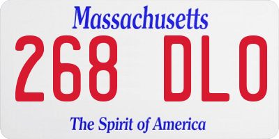 MA license plate 268DL0