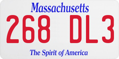 MA license plate 268DL3