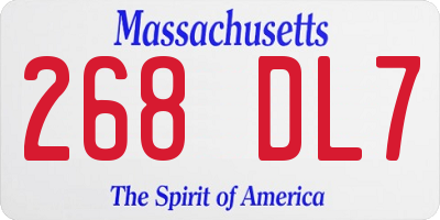 MA license plate 268DL7
