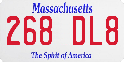 MA license plate 268DL8