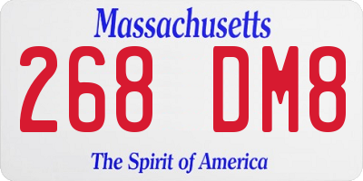 MA license plate 268DM8