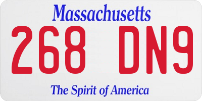 MA license plate 268DN9