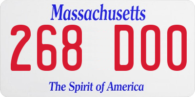 MA license plate 268DO0