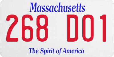 MA license plate 268DO1