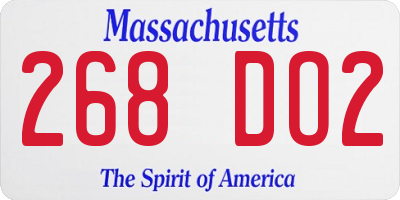 MA license plate 268DO2