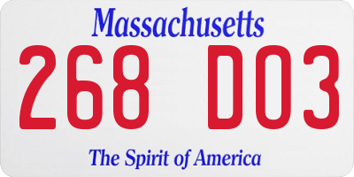 MA license plate 268DO3