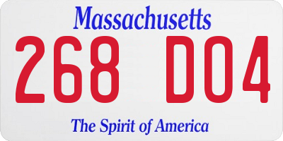 MA license plate 268DO4