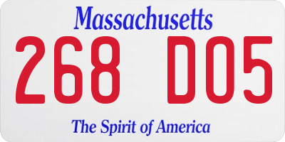 MA license plate 268DO5
